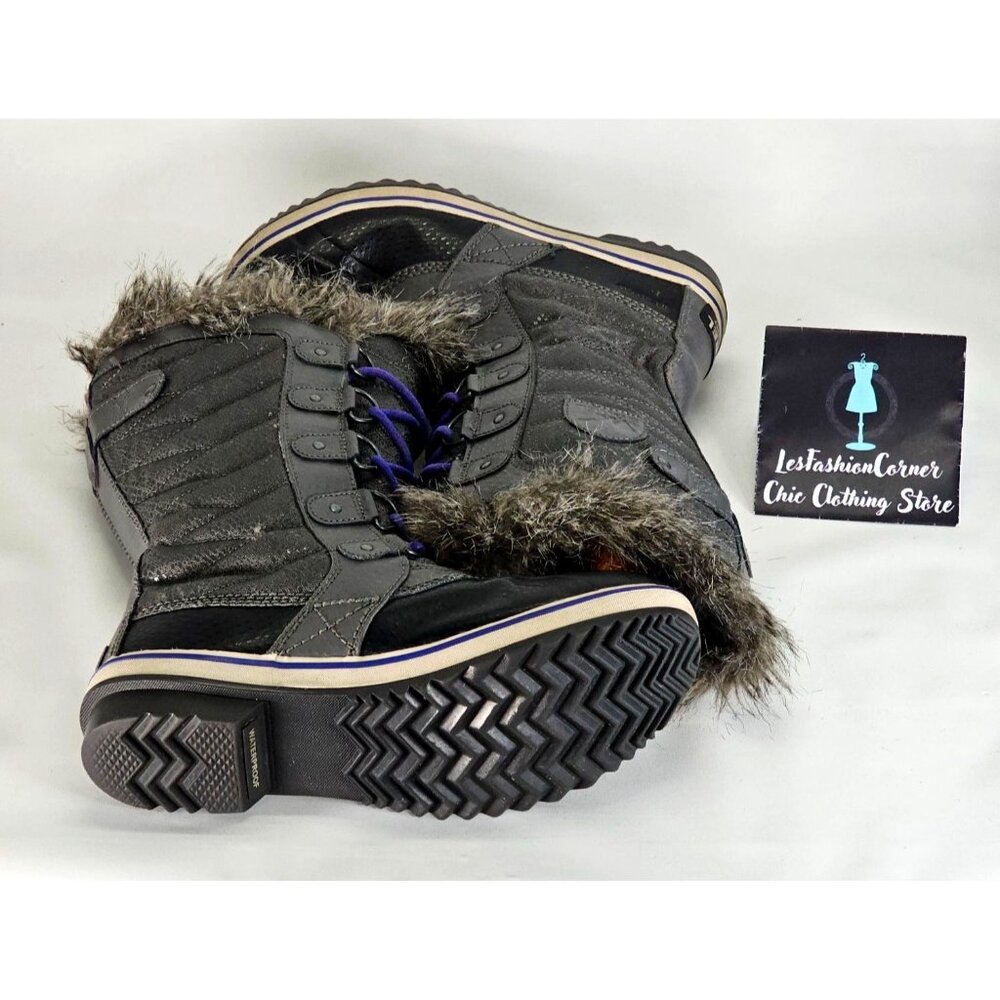 Sorel Women's Gray Tofino II Boots Tall Lace Winter Faux Fur Waterproof Sz 9 337 - Picture 11 of 15